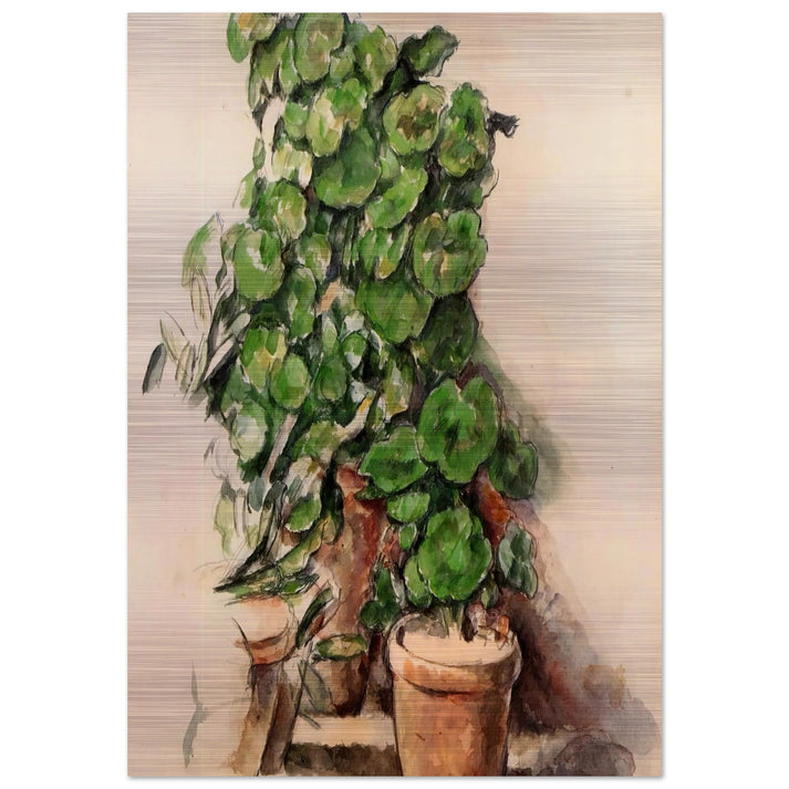 Pots of Geraniums - Paul Cézanne Brushed Aluminum Print - 70x100 cm / 28x40 inches | Paul Cézanne Aluminum Print | Paul Cézanne Prints