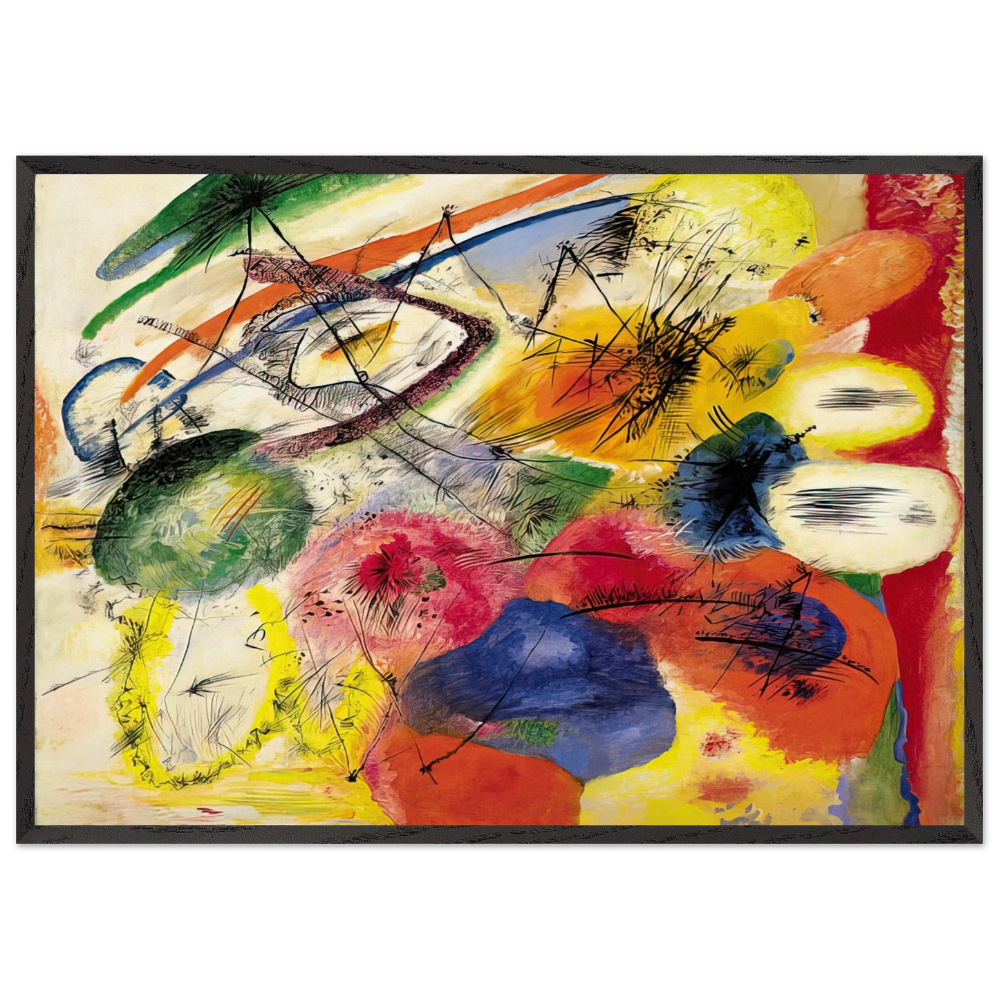 BLACK STROKES I 1913 - Wassily Kandinsky 70x100 cm / 28x40 inches Framed Art Print – Black Wooden Frame