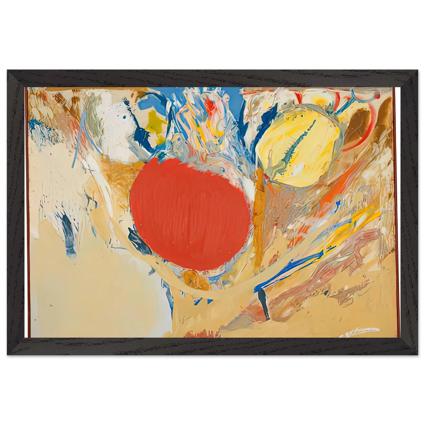 Helen Frankenthaler - Break Through, 1956- Wall Art - 21x29.7 cm / 8x12" - Premium Wooden Framed Poster With Fine Art Paper - White frame