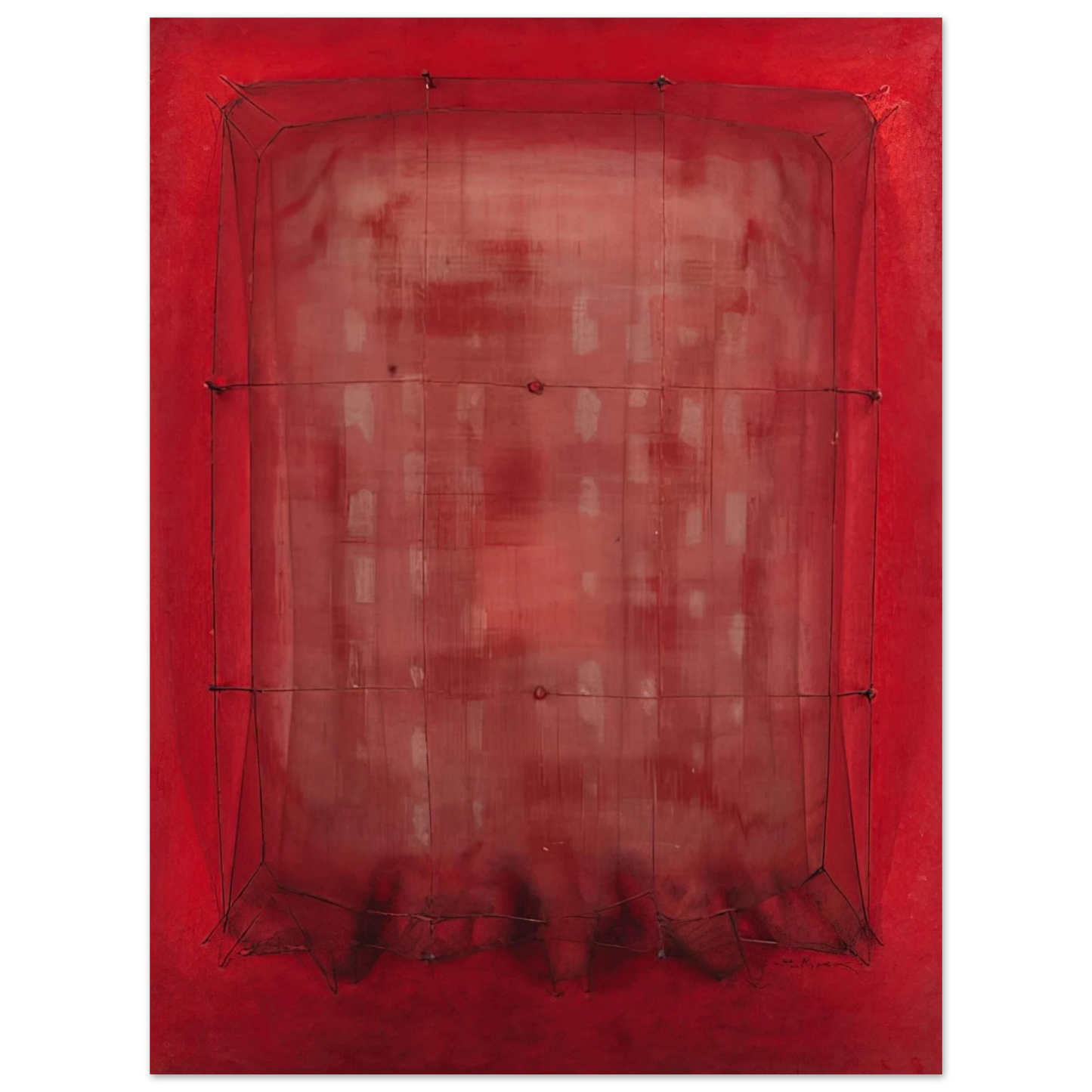 Manuel Rivera - Espejo vestido de rojo - Art Informel Fine Art Poster - Default Title