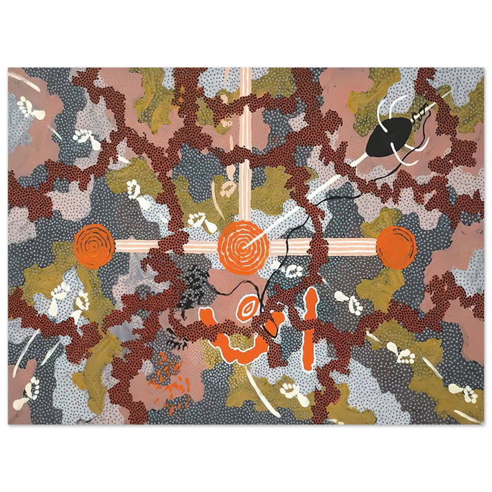 Clifford Possum Tjapaltjarri - Ngarlu Love Story - 1993 75x100 cm / 30x40inches Fine Art Poster