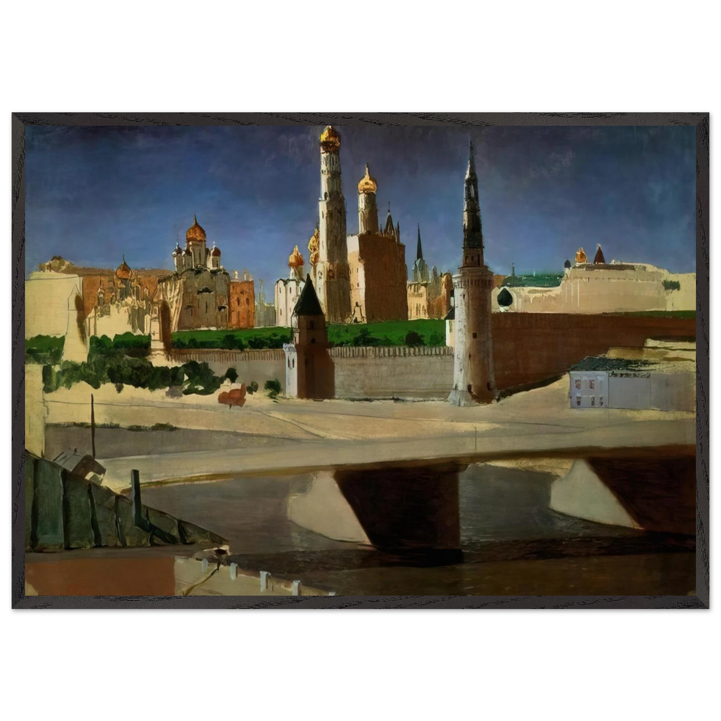 View of the Kremlin from the Zamoskvorechye District - Arkhyp Kuindzhi 70x100 cm / 28x40 inches Framed Art Print – Black Wooden Frame