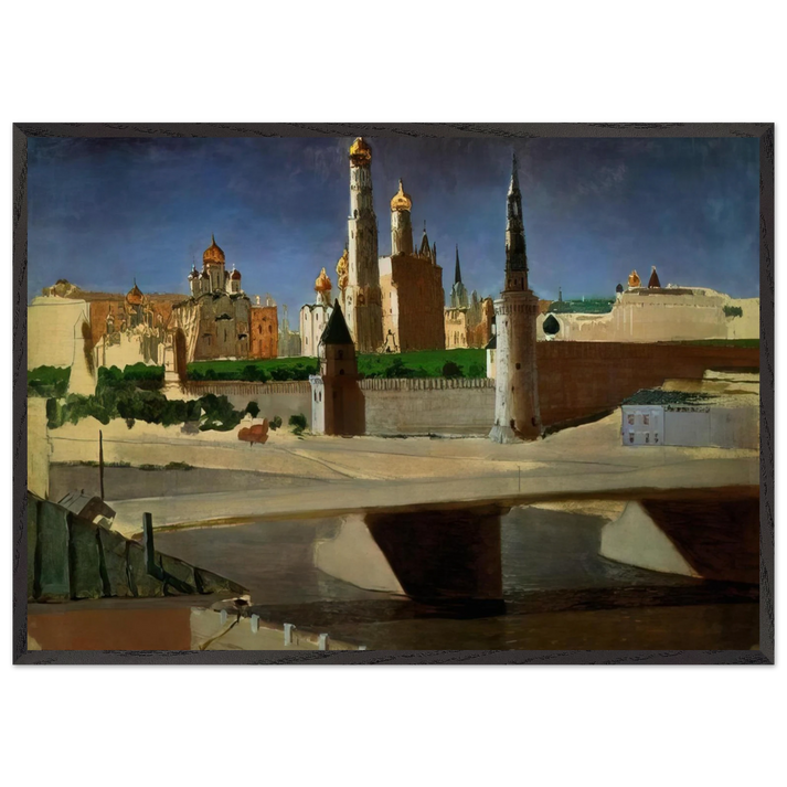 View of the Kremlin from the Zamoskvorechye District - Arkhyp Kuindzhi 70x100 cm / 28x40 inches Framed Art Print – Black Wooden Frame