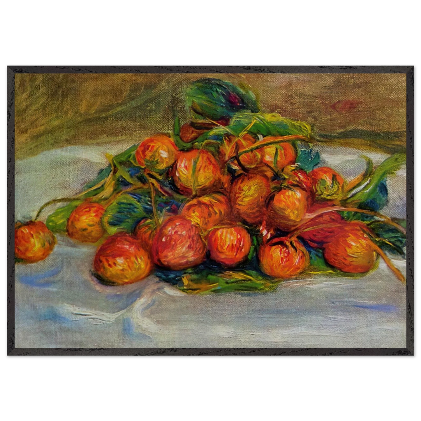 Strawberries - Pierre-Auguste Renoir 70x100 cm / 28x40 inches Framed Art Print – Black Wooden Frame