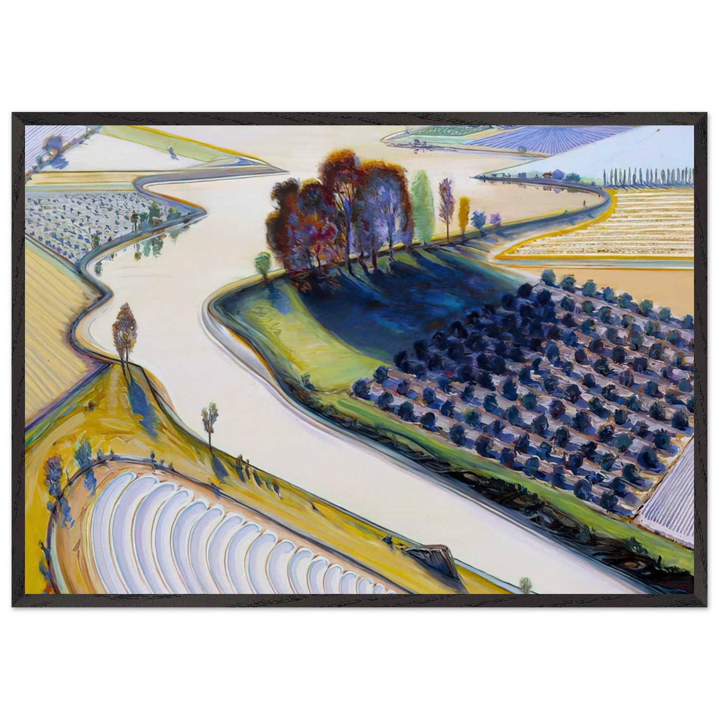 Flatland River - 1997 - Wayne Thiebaud 70x100 cm / 28x40 inches Framed Art Print – Black Wooden Frame