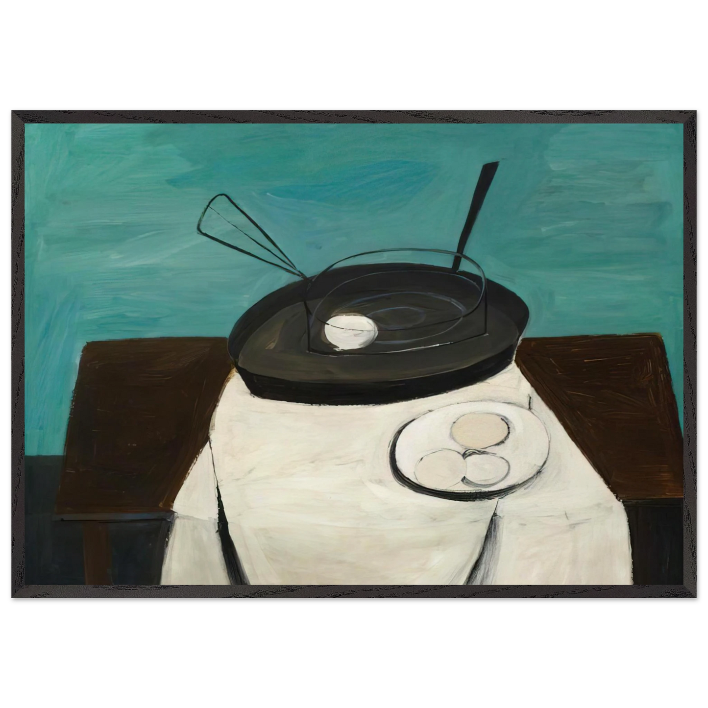 Frying Pan and Basket - 1948 - William Scott 70x100 cm / 28x40 inches Framed Art Print – Black Wooden Frame