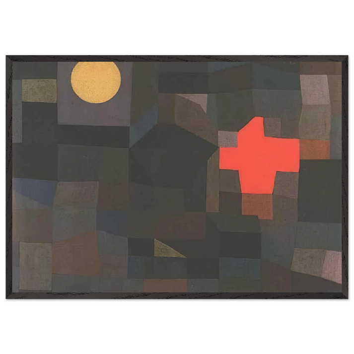 FIRE FULL MOON 1933 - Paul Klee 70x100 cm / 28x40 inches Framed Art Print – Black Wooden Frame