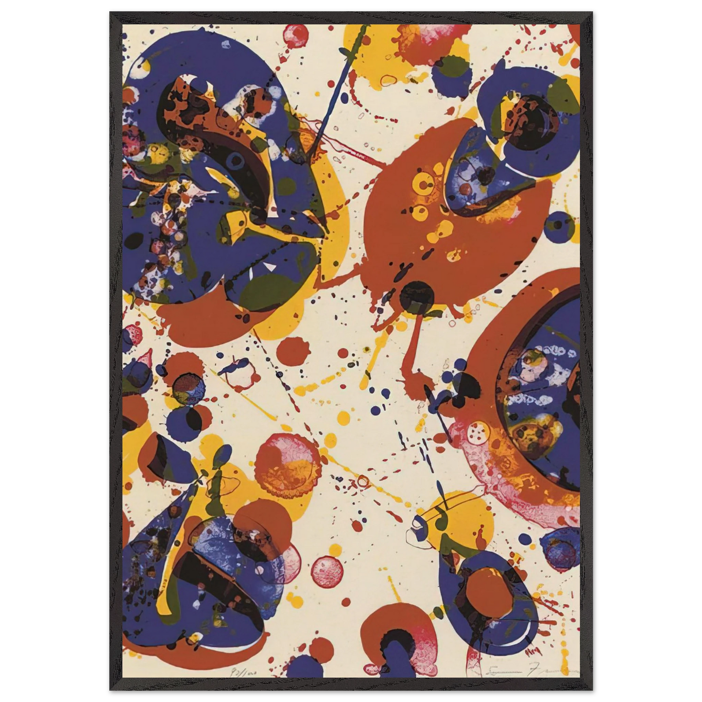 Untitled from Pasadena Box Lembark L58 - Sam Francis 70x100 cm / 28x40 inches Framed Art Print – Black Wooden Frame