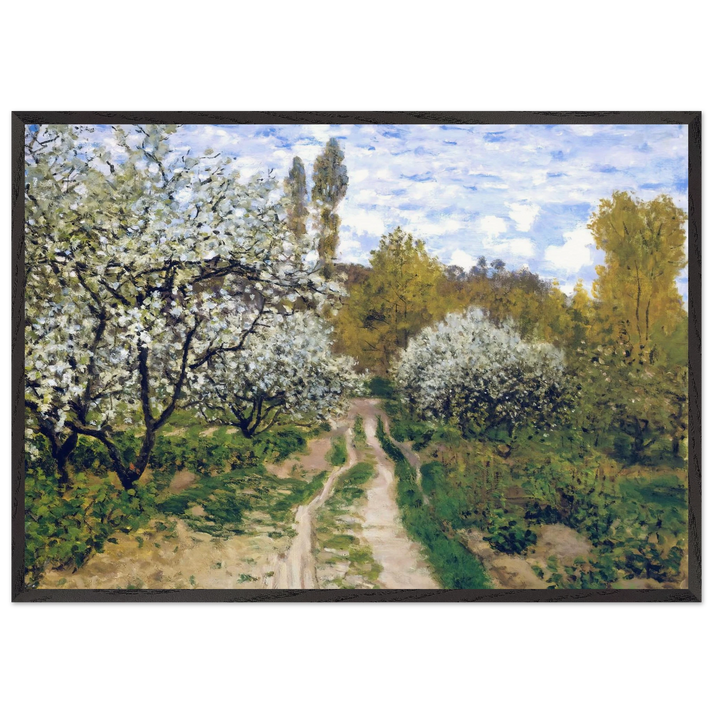 Trees in Bloom - claude monet 70x100 cm / 28x40 inches Framed Art Print – Black Wooden Frame