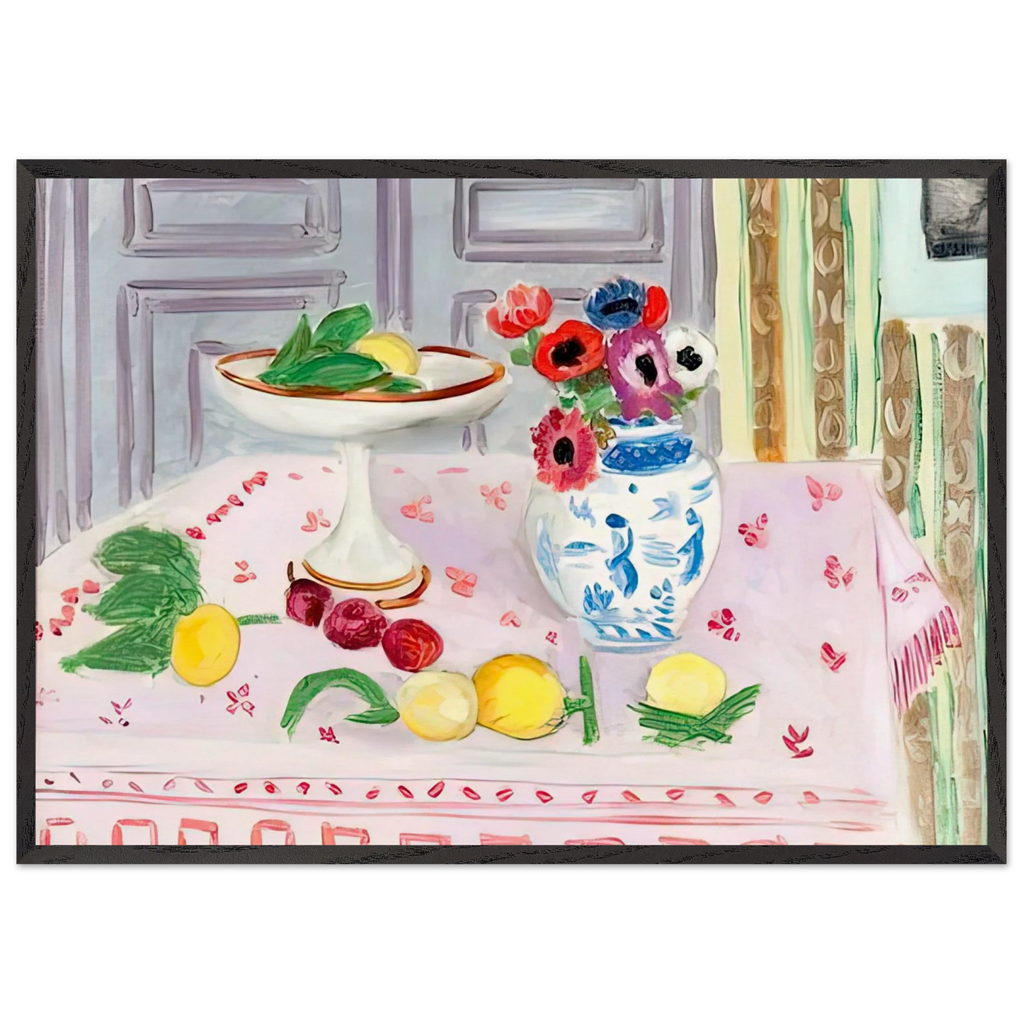 THE PINK TABLECLOTH 1925 - Henri Matisse 70x100 cm / 28x40 inches Framed Art Print – Black Wooden Frame