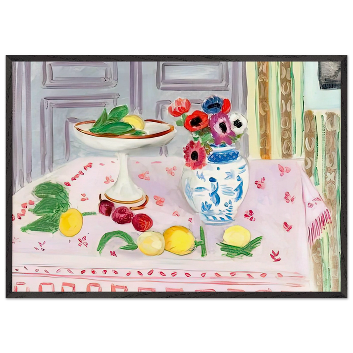 THE PINK TABLECLOTH 1925 - Henri Matisse 70x100 cm / 28x40 inches Framed Art Print – Black Wooden Frame
