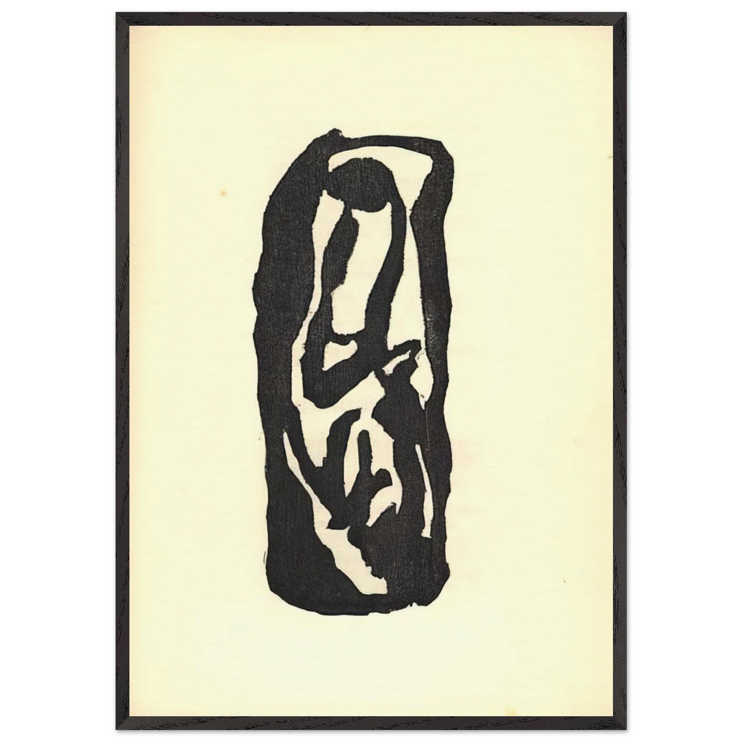 Illustration for Tristan Tzara s Vingt-cinq poemes - Jean Arp 70x100 cm / 28x40 inches Framed Art Print – Black Wooden Frame