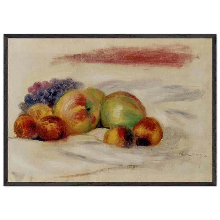 Apples and Grapes - Pierre-Auguste Renoir 70x100 cm / 28x40 inches Framed Art Print – Black Wooden Frame