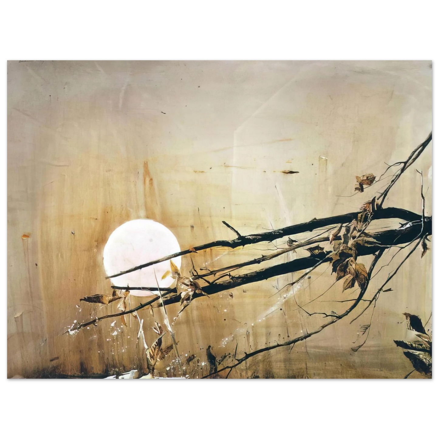 Andrew Wyeth - FULL MOON 1980 Wall Art - 30x40 cm / 12x16 inches - Premium Wooden Framed Poster With Fine Art Paper - White frame
