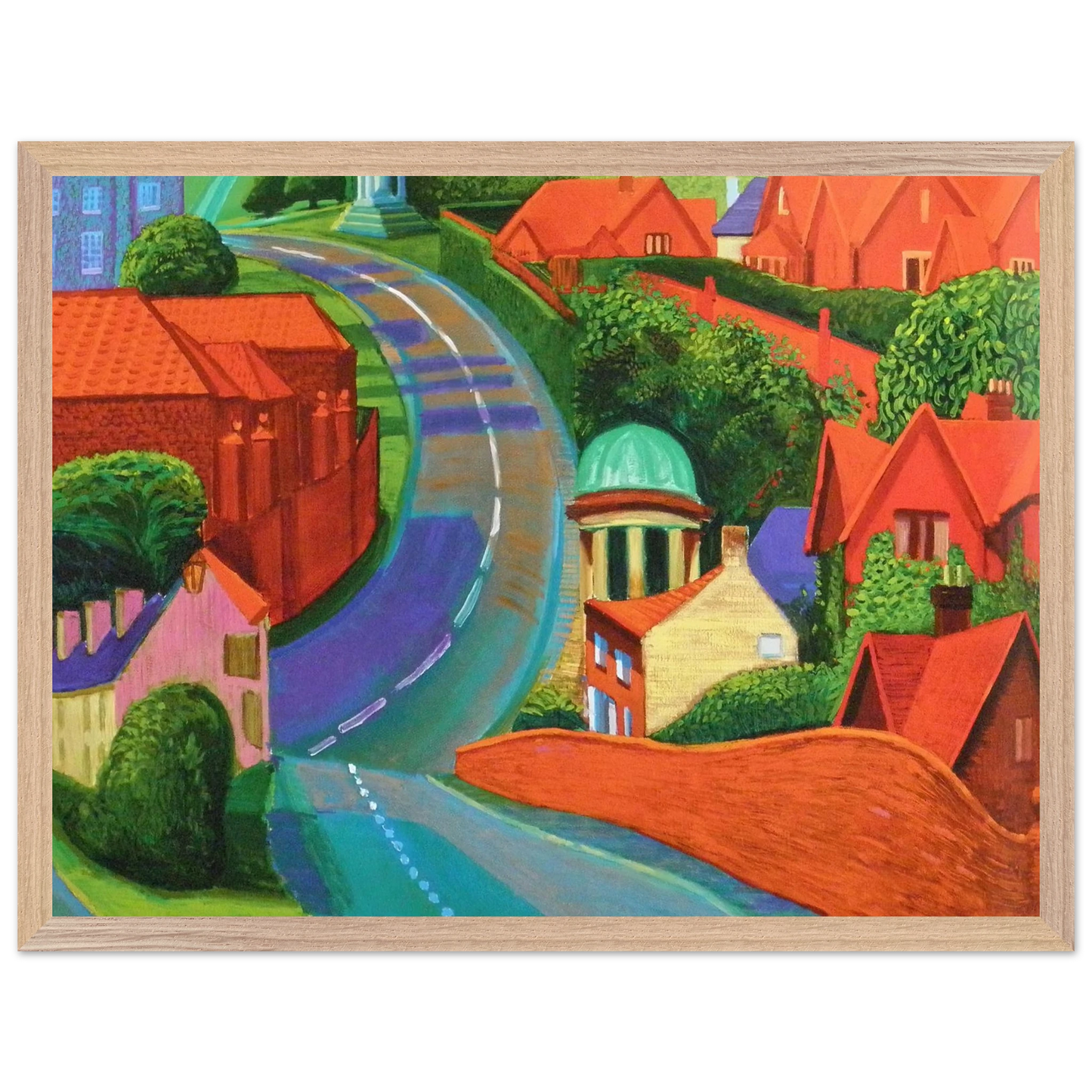 David Hockney - The Road to York Through Sledmere - 50x70 cm / 20x28 inches - Premium Wooden Framed Poster With Fine Art Paper-canvas - Black frame