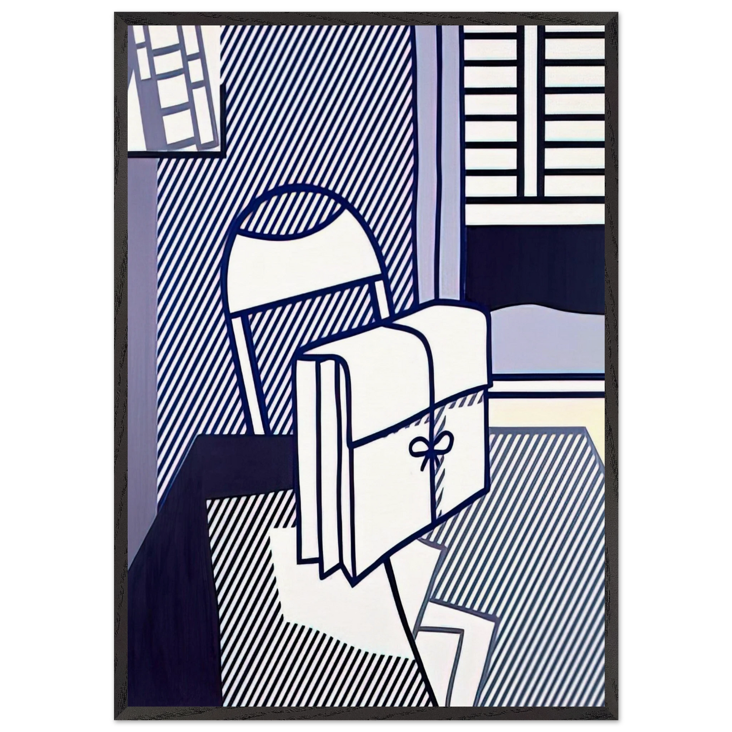 STILL LIFE WITH DOSSIER 1976 - Roy Lichtenstein 70x100 cm / 28x40 inches Framed Art Print – Black Wooden Frame