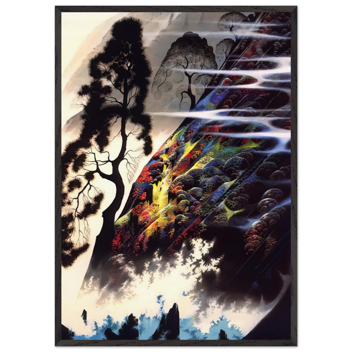 Radiant Splendor - Eyvind Earle 70x100 cm / 28x40 inches Framed Art Print – Black Wooden Frame