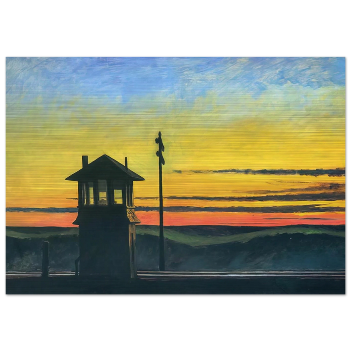 Railroad Sunset - Edward Hopper Brushed Aluminum Print - 70x100 cm / 28x40 inches | Edward Hopper Aluminum Print | Edward Hopper Prints