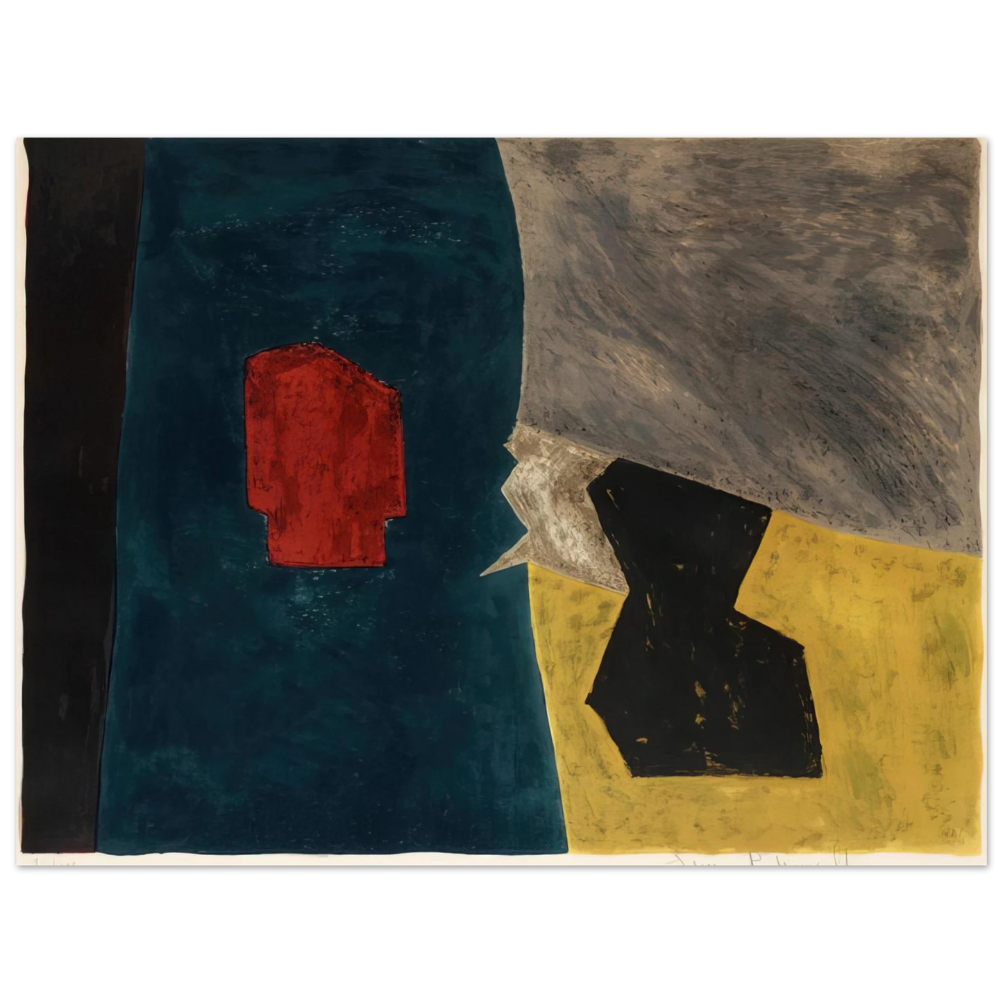 Serge Poliakoff - Composition bleue, jaune et grise - 1958 Fine Art Poster - Default Title