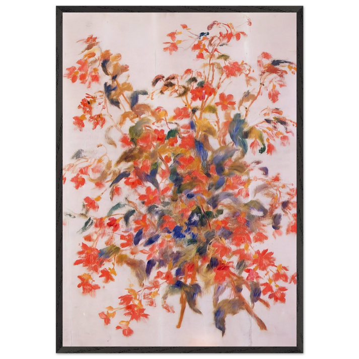 Still Life with Fuscias - Pierre-Auguste Renoir 70x100 cm / 28x40 inches Framed Art Print – Black Wooden Frame