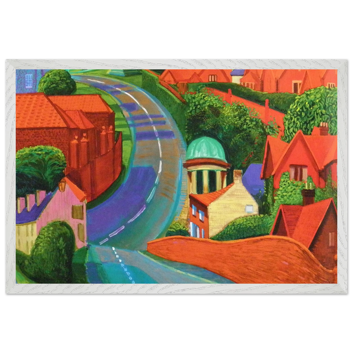 David Hockney - The Road to York Through Sledmere - A1 (59.4 x 84.1 cm) - Premium Wooden Framed Poster With Fine Art Paper-canvas - White frame