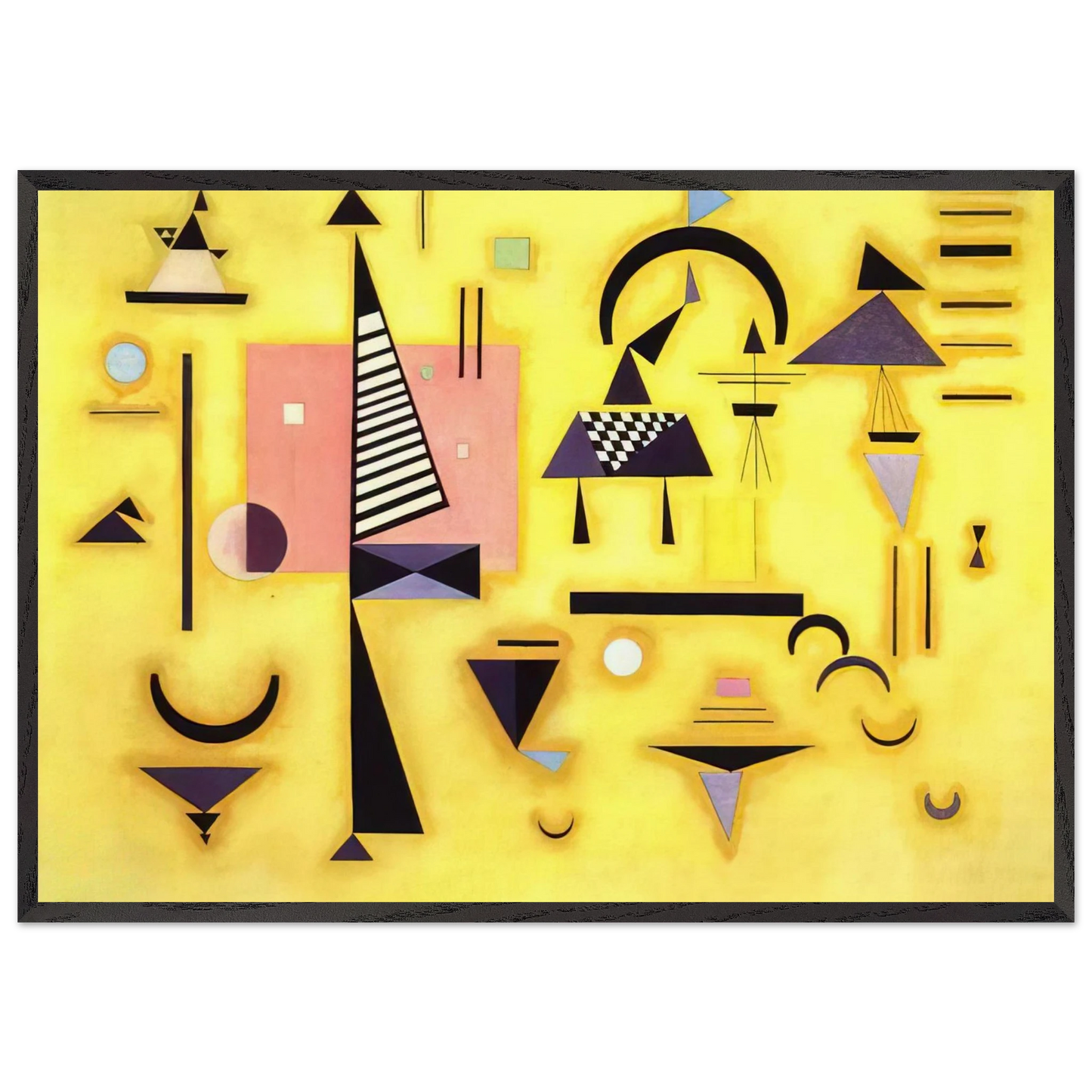 DECISIVE PINK 1932 - Wassily Kandinsky 70x100 cm / 28x40 inches Framed Art Print – Black Wooden Frame
