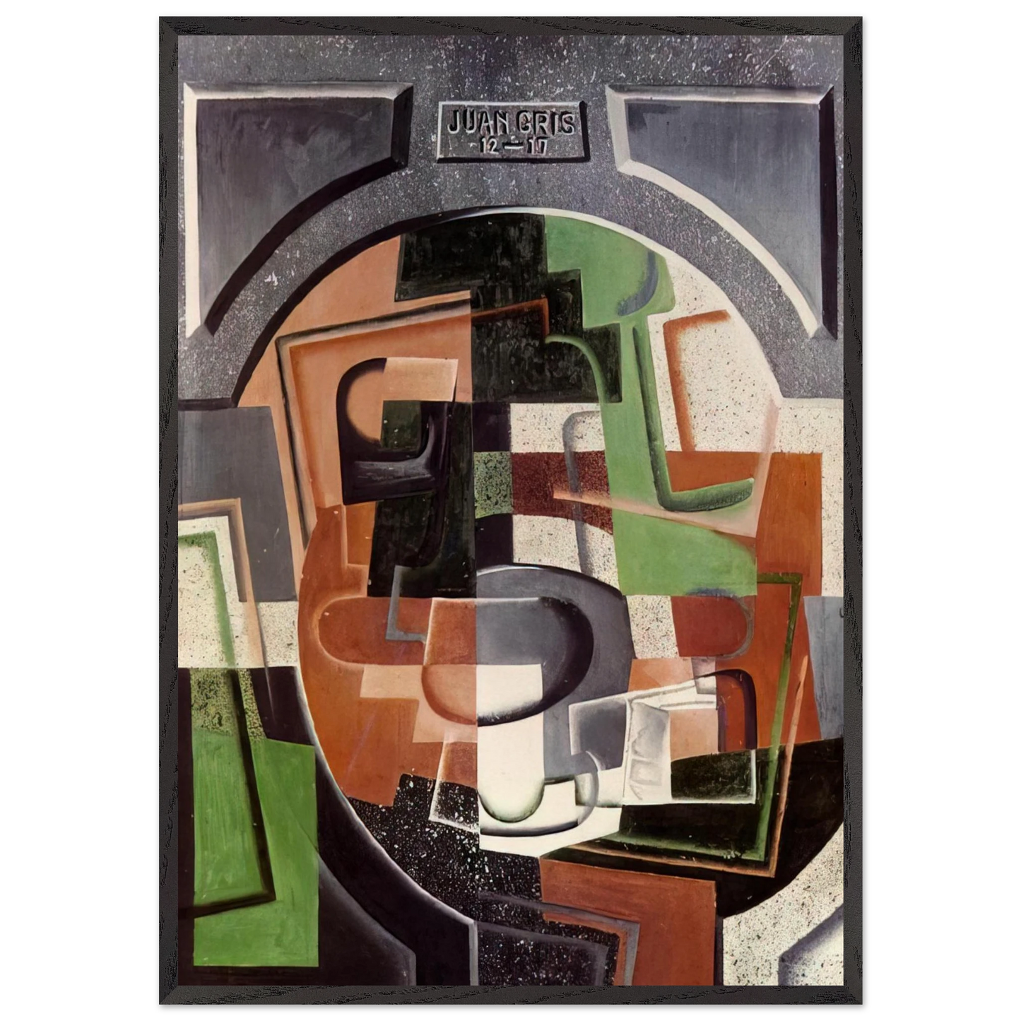 STILL LIFE ON PLAQUE 1917 - Juan Gris 70x100 cm / 28x40 inches Framed Art Print – Black Wooden Frame