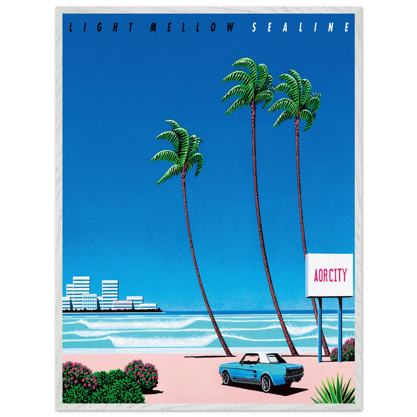 Hiroshi Nagai - Light Mellow Sealine Wall Art - 21x29.7 cm / 8x12" - Premium Wooden Framed Poster With Fine Art Paper - Wood frame
