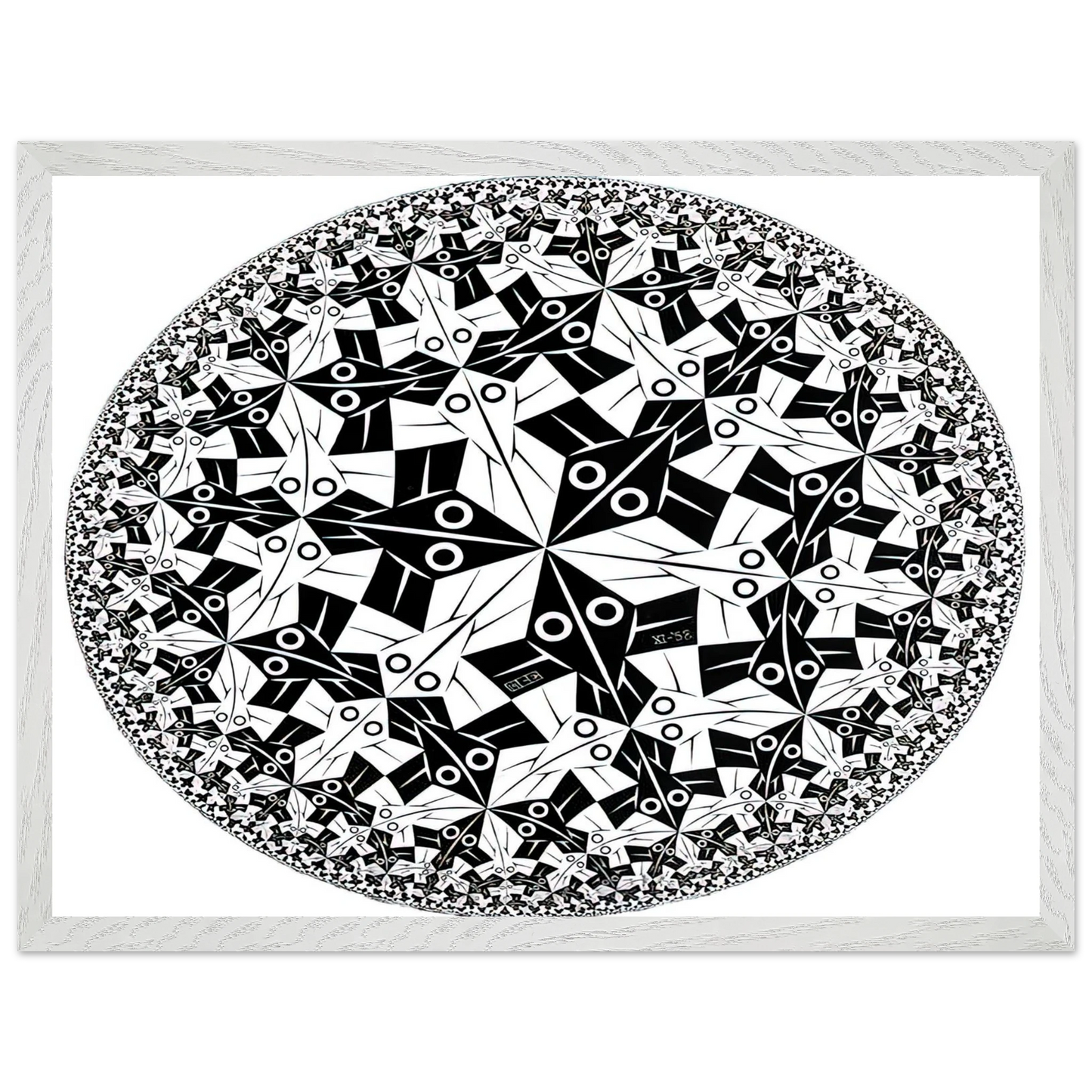 MC Escher - CIRCLE LIMIT I Wall Art - 30x40 cm / 12x16 inches - Premium Wooden Framed Poster With Fine Art Paper - Black frame
