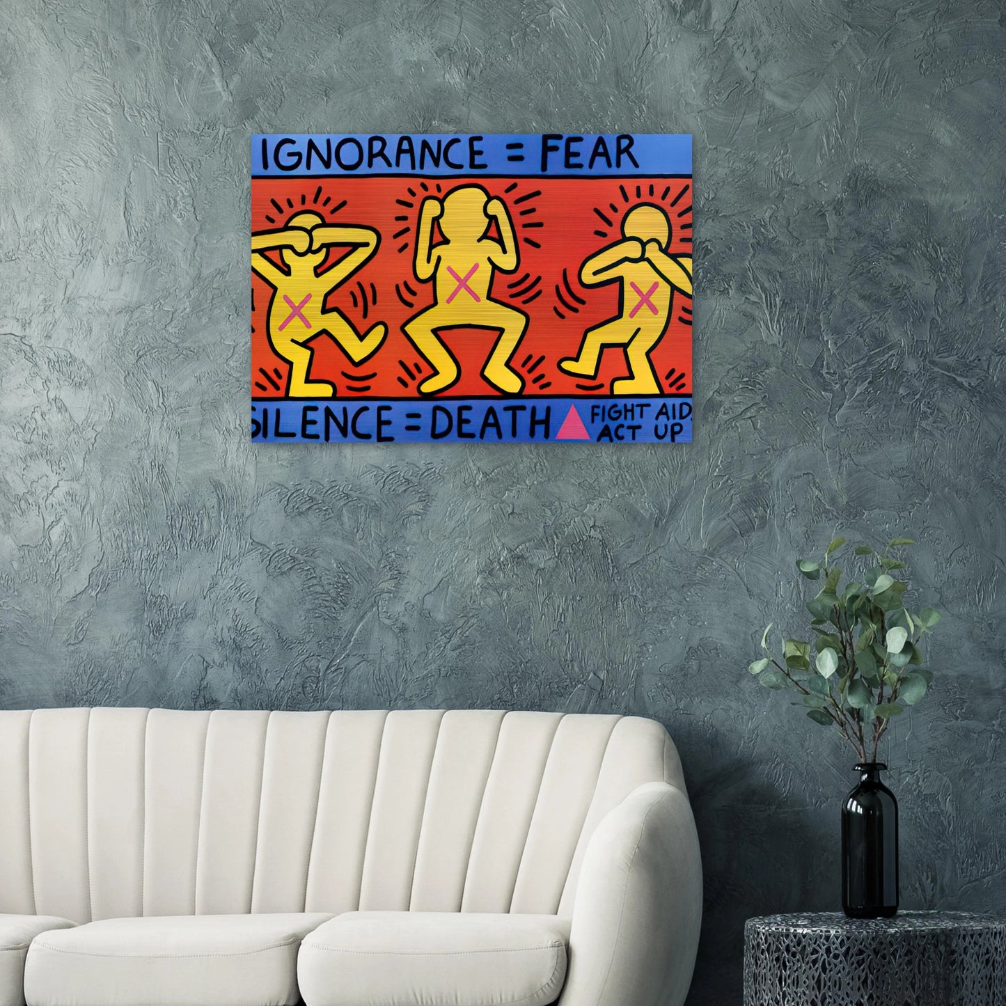 IGNORANCE FEAR 1989 - Keith Haring Brushed Aluminum Print - 70x100 cm / 28x40 inches | Keith Haring Aluminum Print | Keith Haring Prints