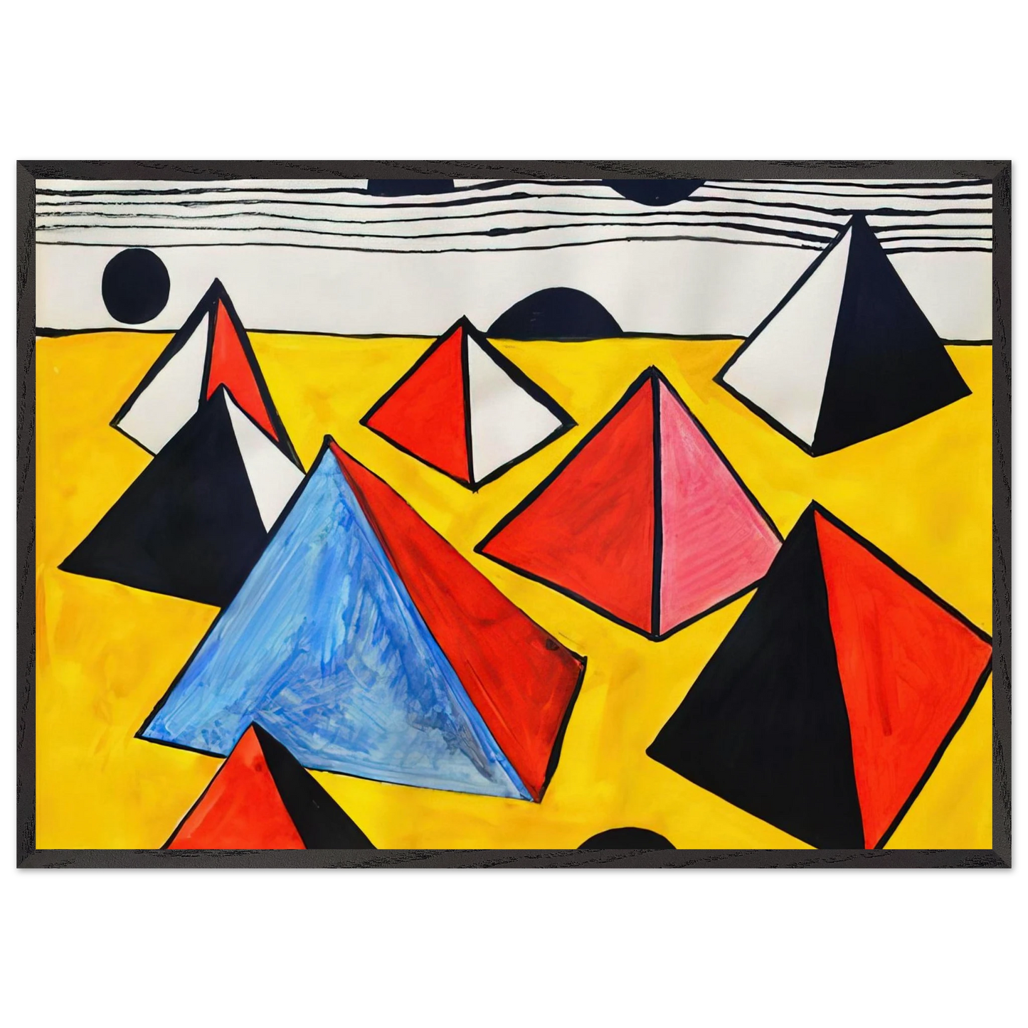 PYRAMIDS 1975 - Alexander Calder Framed Art Print – Black Wooden Frame - Default Title - -Framed Art Print