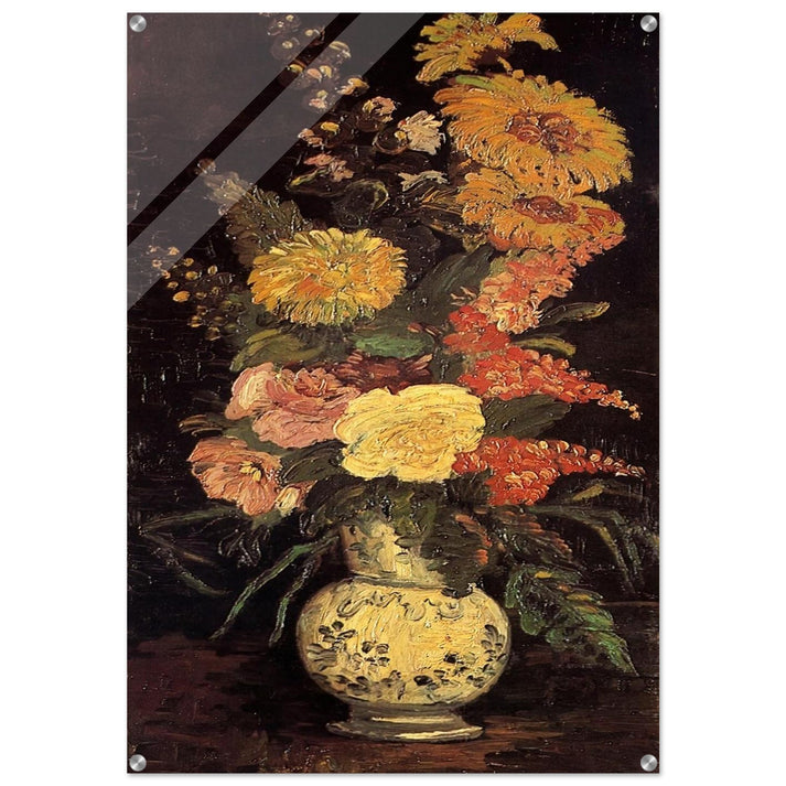 Vase with Asters, Salvia and Other Flowers - Vincent van Gogh Acrylic Print - 70x100 cm / 28x40″ inches