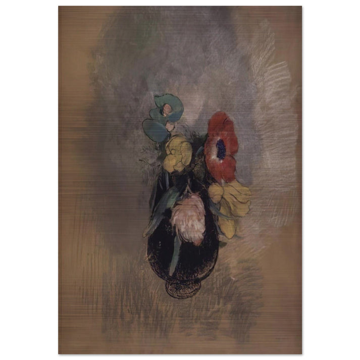 ANEMONES AND TULIPS - Odilon Redon Brushed Aluminum Print - 70x100 cm / 28x40 inches | Odilon Redon Aluminum Print | Odilon Redon Prints