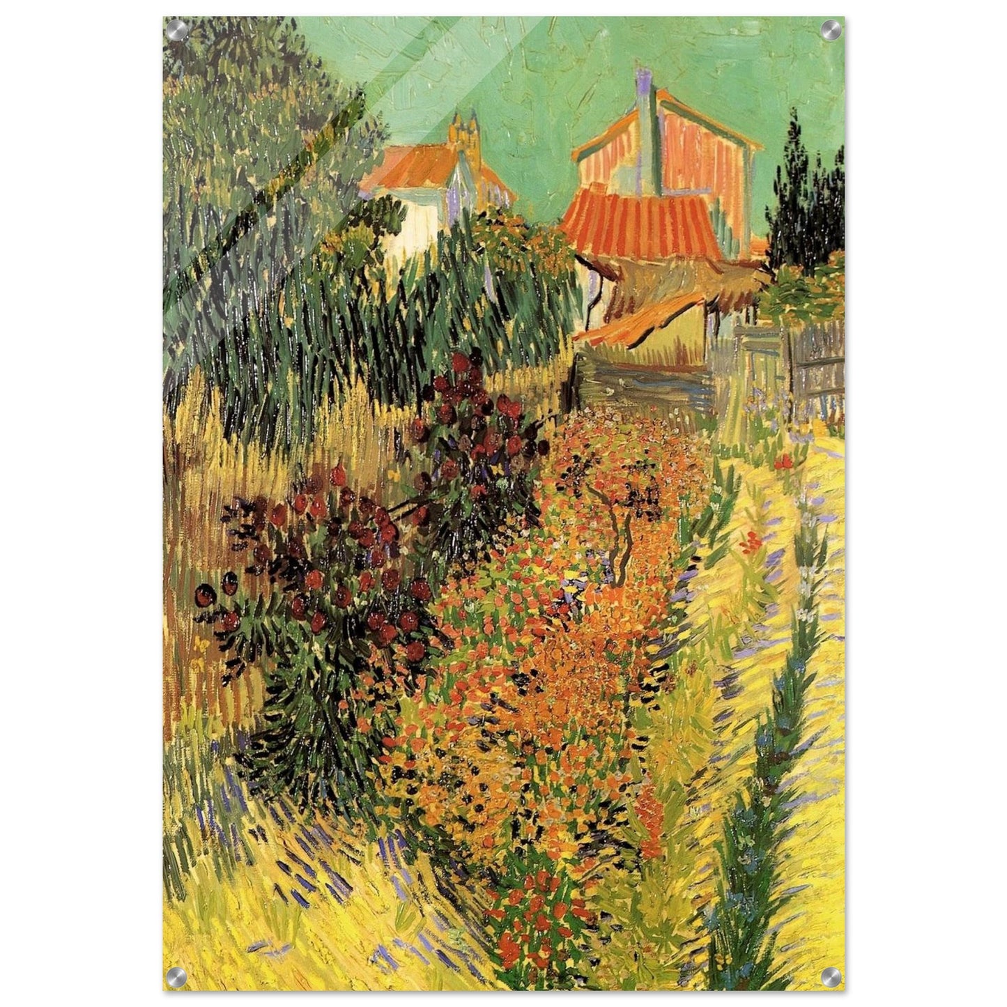 Garden Behind a House - Vincent van Gogh Acrylic Print - 70x100 cm / 28x40″ inches