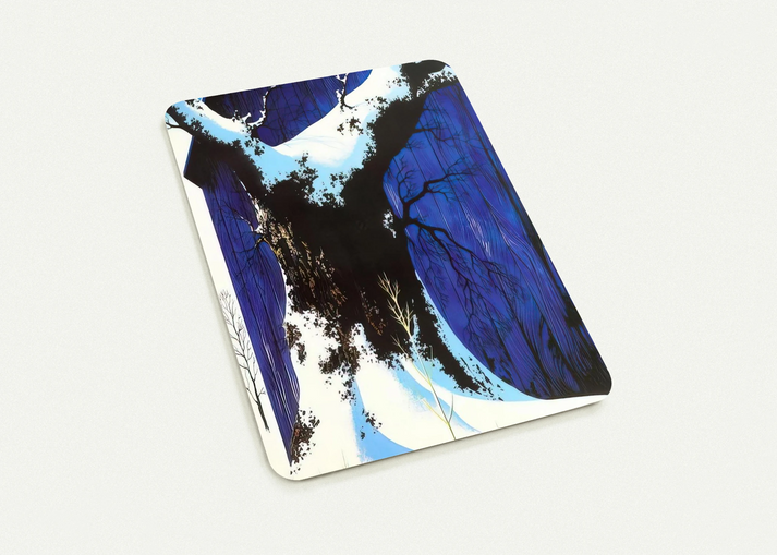 Blue Barn and Snow By Eyvind Earle Pack of 10 Post Cards | Eyvind Earle Post Cards | A6 (10.5 x 14.8 cm) - 4.1 x 5.8 inches