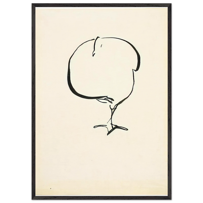 STANDING BIRD FRONT VIEW 1917 - Josef Albers 70x100 cm / 28x40 inches Framed Art Print – Black Wooden Frame