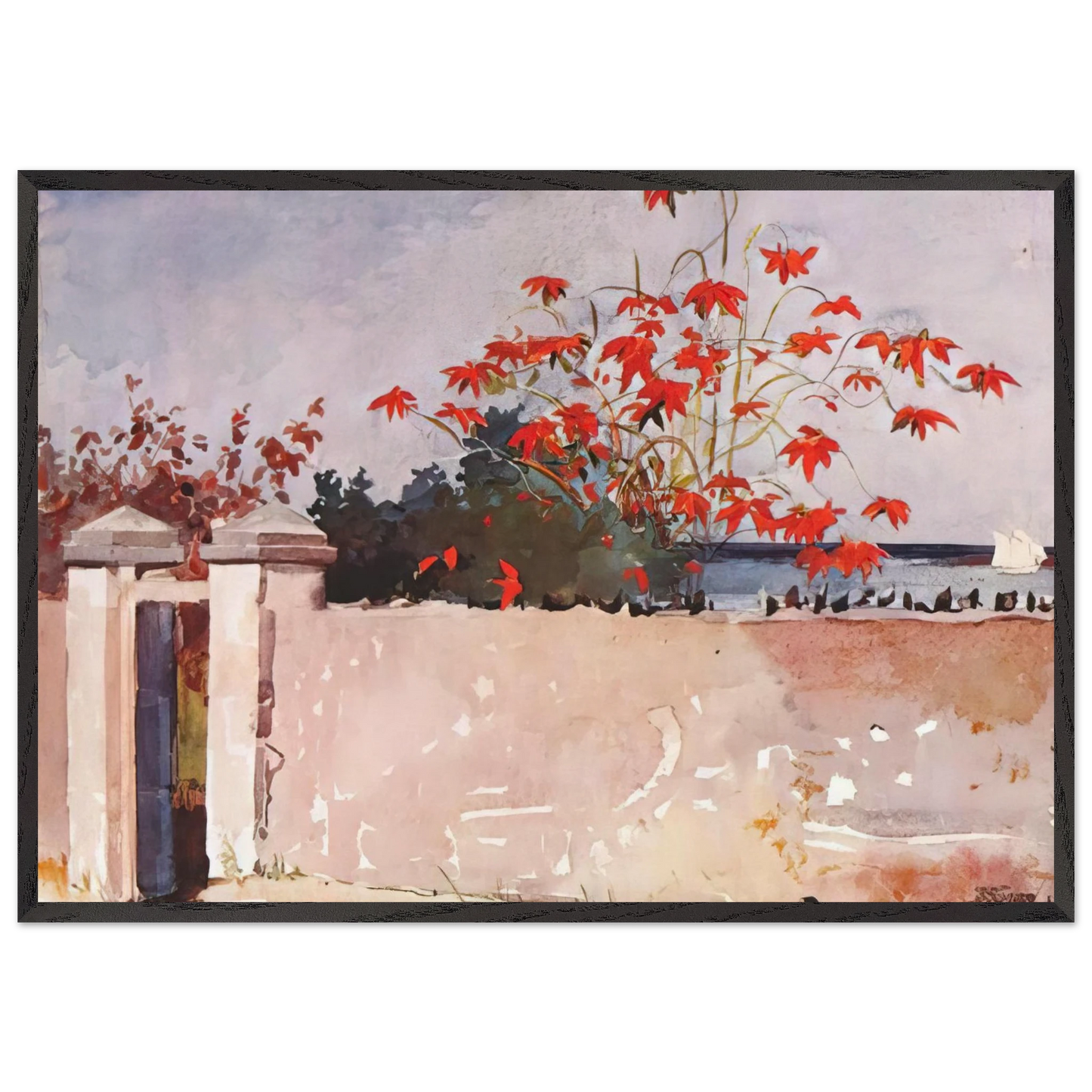 A WALL NASSAU - Winslow Homer 70x100 cm / 28x40 inches Framed Art Print – Black Wooden Frame