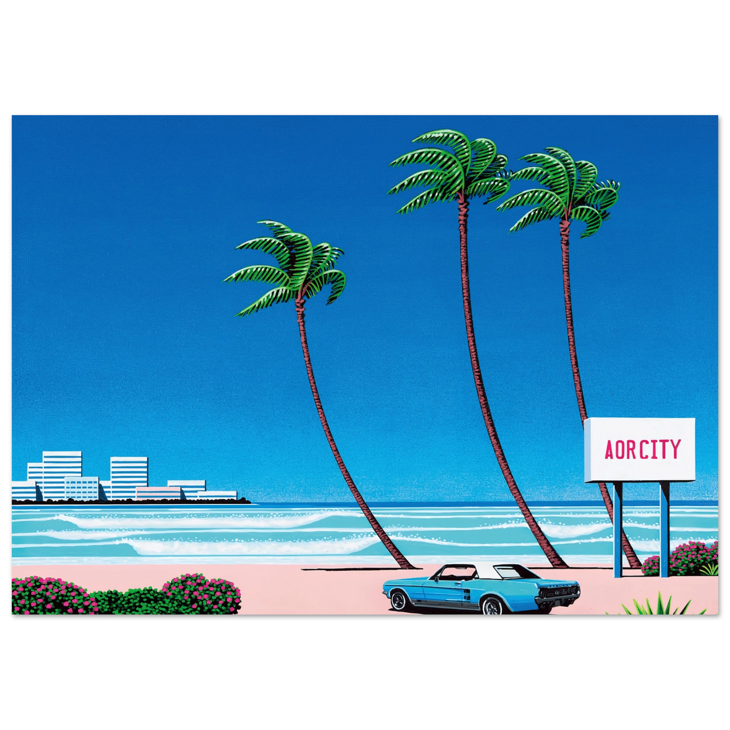 Hiroshi Nagai - Light Mellow Sealine Wall Art - 21x29.7 cm / 8x12" - Premium Wooden Framed Poster With Fine Art Paper - Wood frame