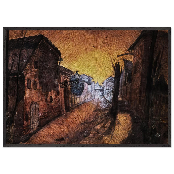 LA STRADA DI CASA 1900 - Carlo Carra 70x100 cm / 28x40 inches Framed Art Print – Black Wooden Frame