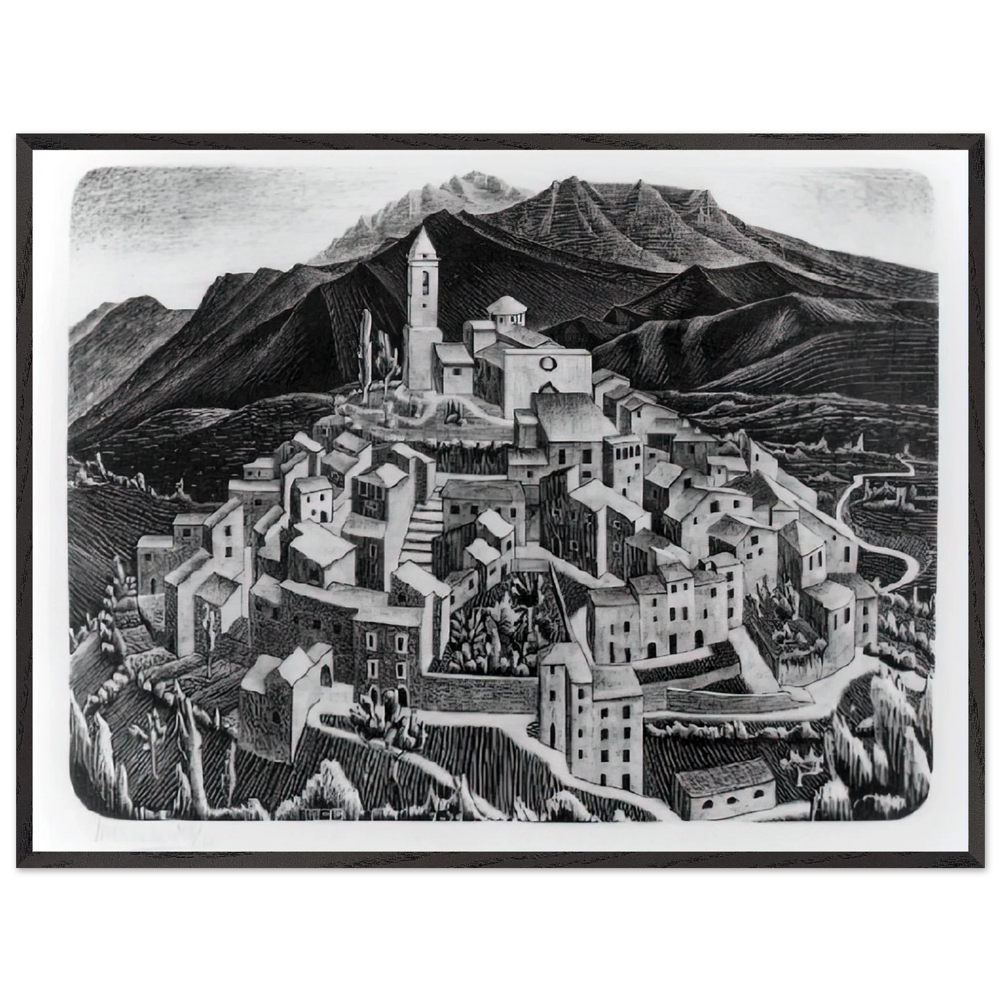 MC Escher - ESCHER (11) Wall Art - 60x80 cm / 24x32 inches - Premium Wooden Framed Poster With Fine Art Paper - Wood frame