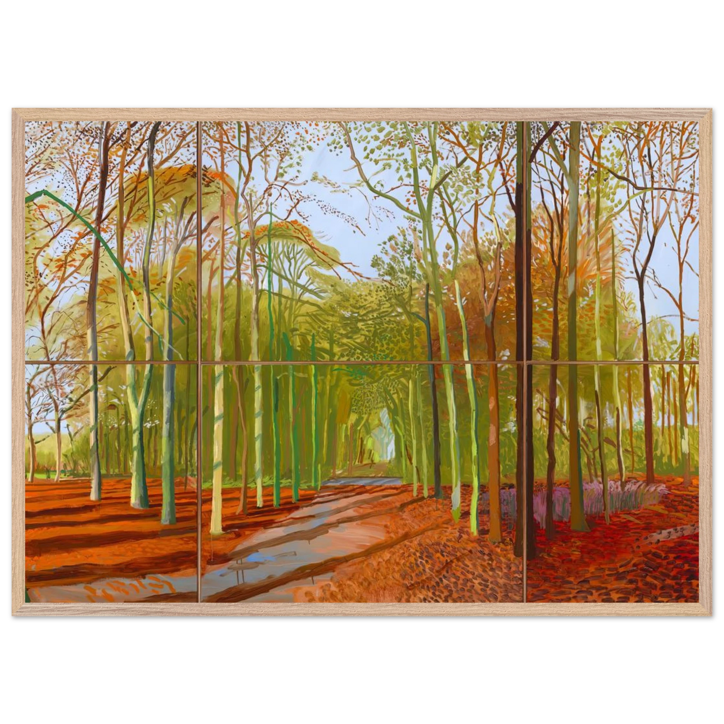 David Hockney - Woldgate Woods, 21, 23 & 29 November 2006 - 13x18 cm / 5x7 inches - Premium Wooden Framed Poster With Fine Art Paper-canvas - White frame