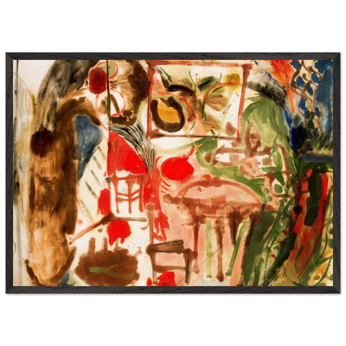 Helen Frankenthaler - Interior - 1957 Wall art - 30x45 cm / 12x18 inches - Premium Wooden Framed Poster With Fine Art Paper - White frame