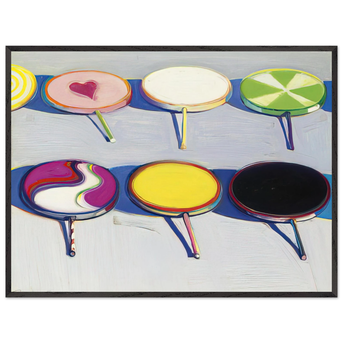 Wayne Thiebaud - Seven Suckers - 1970 Wall Art - 60x80 cm / 24x32 inches - Premium Wooden Framed Poster With Fine Art Paper-canvas - Wood frame