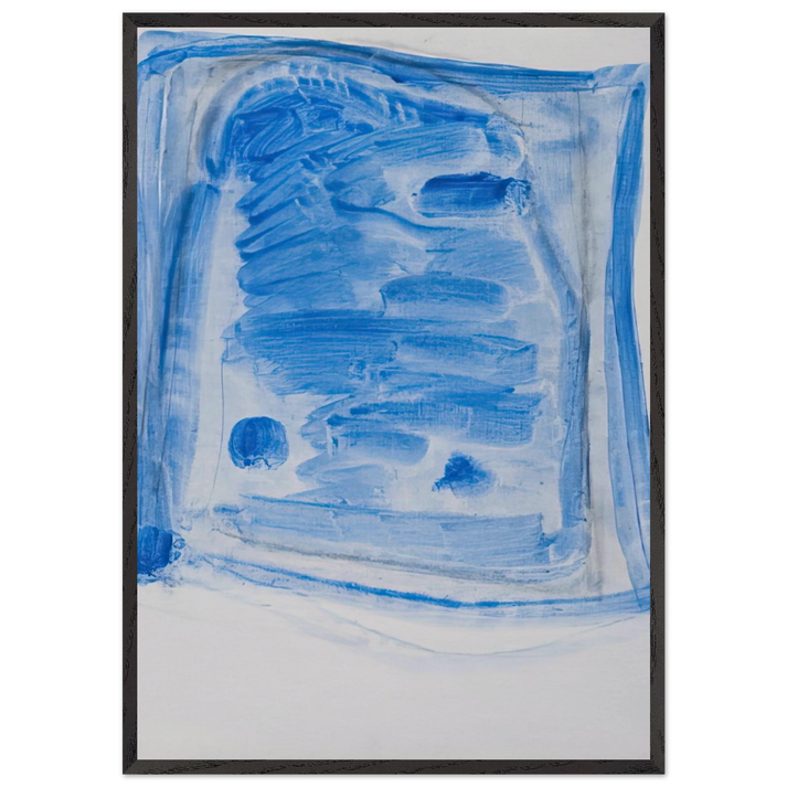 Sketchy Cobaltic Blue Flag - 2009 N2 - Raoul De Keyser 70x100 cm / 28x40 inches Framed Art Print – Black Wooden Frame