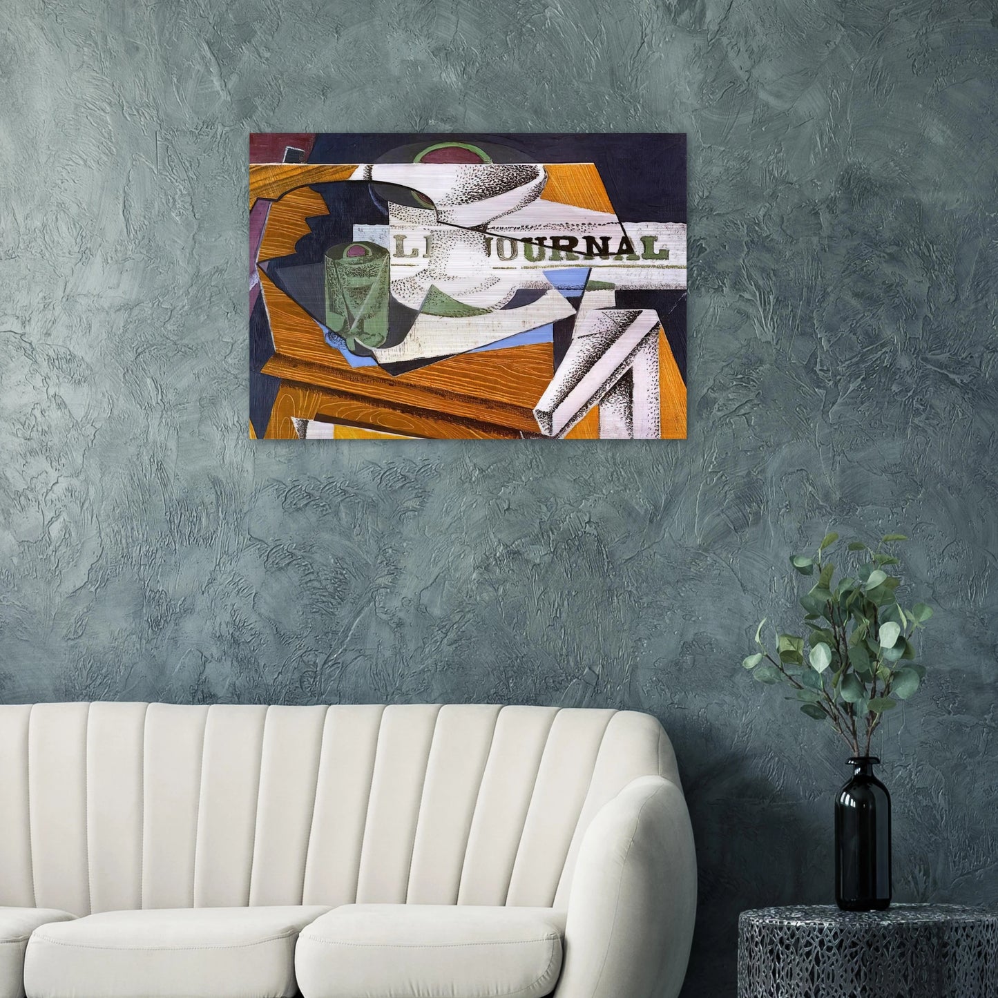 FRUIT BOWL BOOK AND NEWSPAPER - Juan Gris Brushed Aluminum Print - 70x100 cm / 28x40 inches | Juan Gris Aluminum Print | Juan Gris Prints