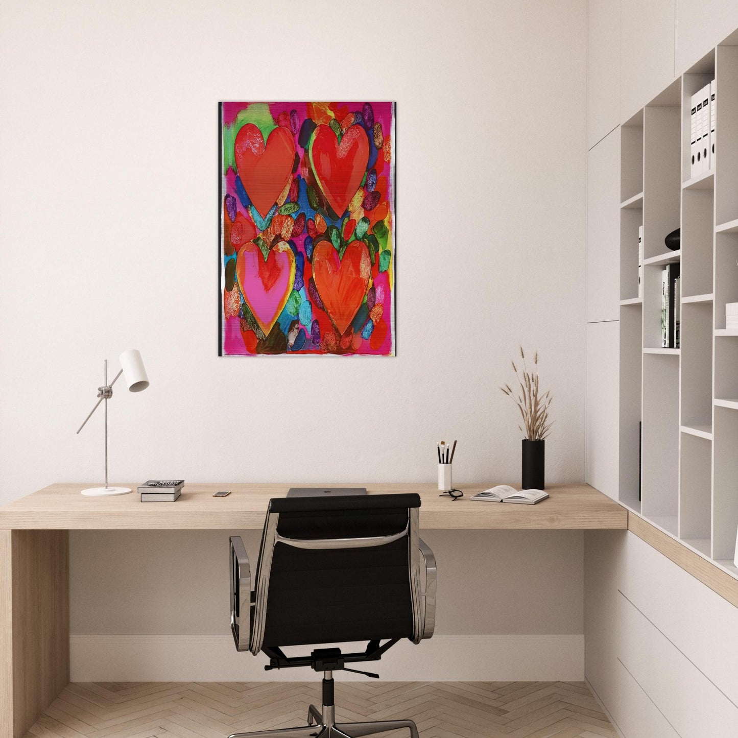 FOUR HEARTS 1969 - Jim Dine Brushed Aluminum Print - 70x100 cm / 28x40 inches | Jim Dine Aluminum Print | Jim Dine Prints