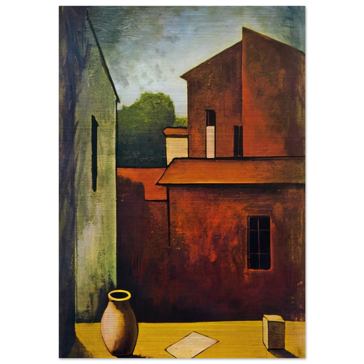 THE RED HOUSE 1927 - Carlo Carra Brushed Aluminum Print - 70x100 cm / 28x40 inches | Carlo Carra Aluminum Print | Carlo Carra Prints