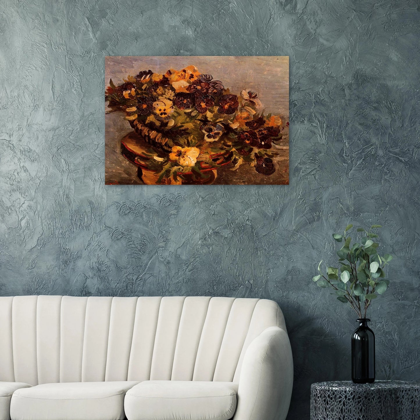 Tambourine with Pansies - Vincent van Gogh Brushed Aluminum Print - 70x100 cm / 28x40 inches | Vincent van Gogh Aluminum Print | Vincent van Gogh Prints