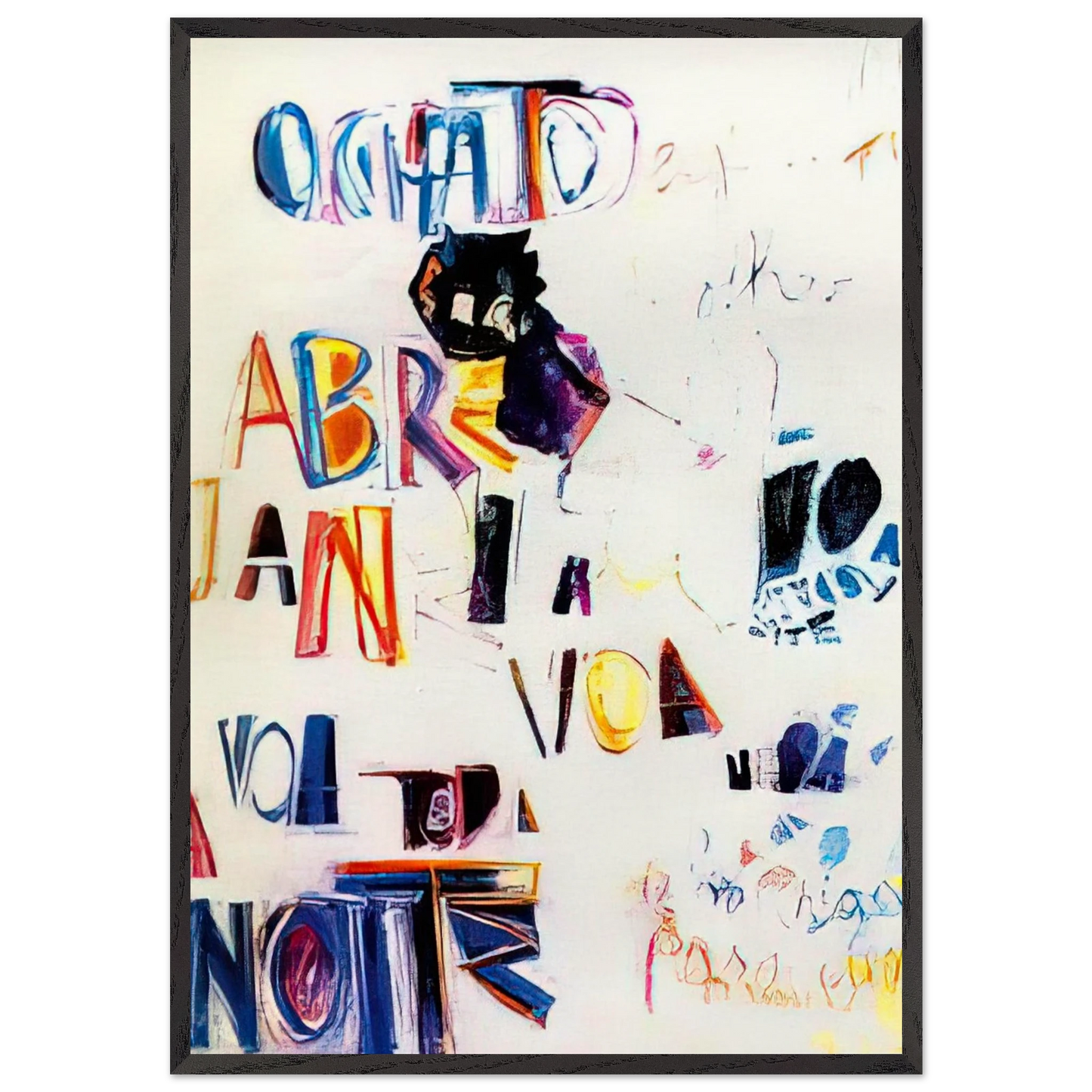 O Gato - 1967 - Joao Vieira 70x100 cm / 28x40 inches Framed Art Print – Black Wooden Frame