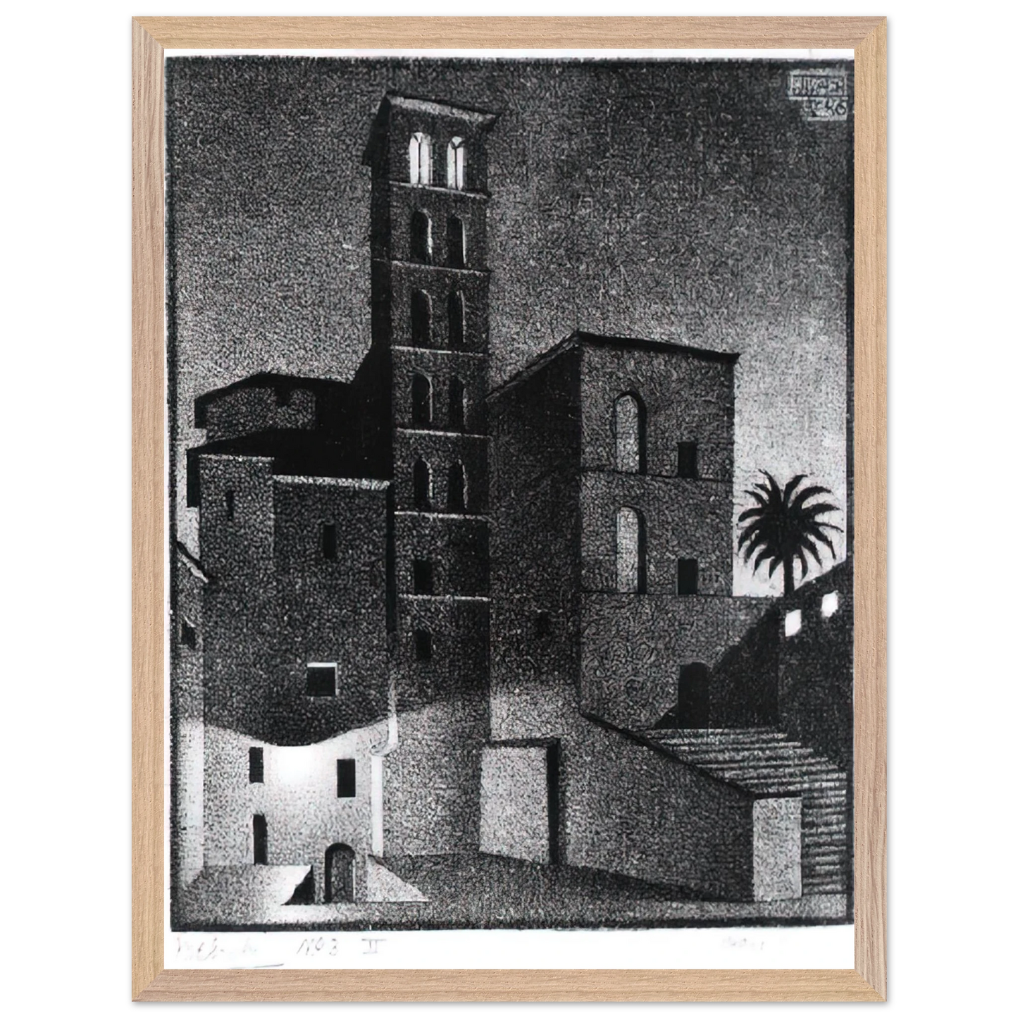 MC Escher - ESCHER (27) Wall Art - 21x29.7 cm / 8x12" - Premium Wooden Framed Poster With Fine Art Paper - White frame